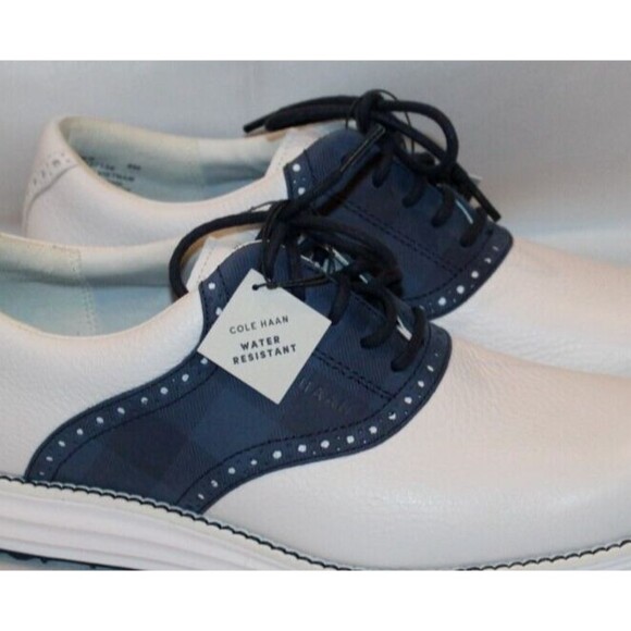 Cole Haan OG Original Grand Saddle‎ Leather Golf Shoes Size 8 White Blue NWOB - Picture 4 of 7